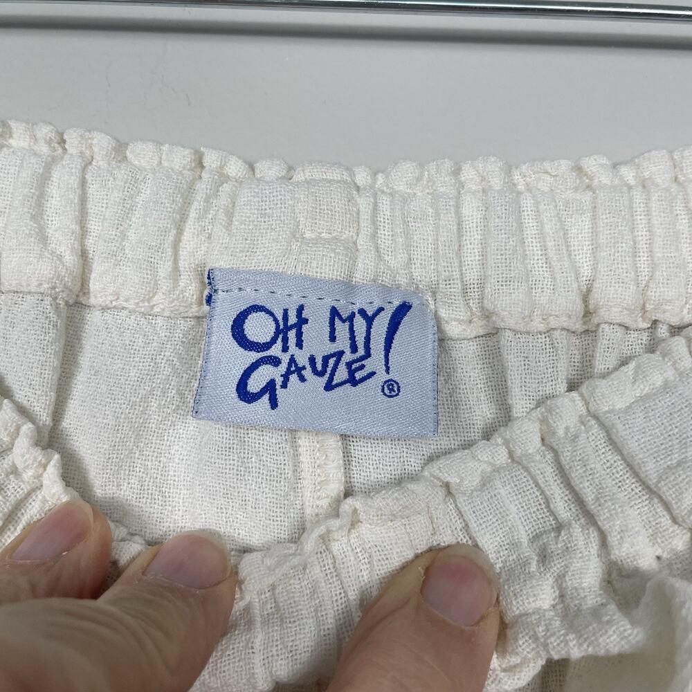 Oh My Gauze! Balloon Pants Size 1 S/M Ivory 100% Cotton Pull-On Boho Lagenlook - Picture 3 of 8